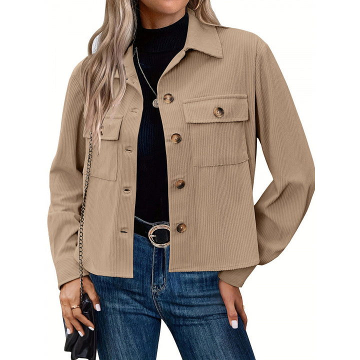 Damen modische Overshirt-Jacke mit strukturiertem Stoff Drune