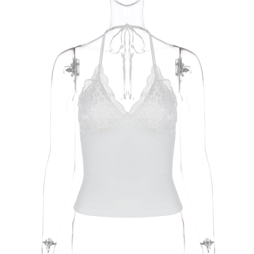 Damen Spitzen-Haltertop mit eleganten Raffungselementen Drune