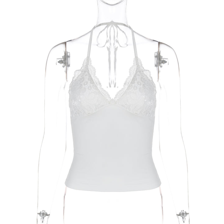 Damen Spitzen-Haltertop mit eleganten Raffungselementen Drune