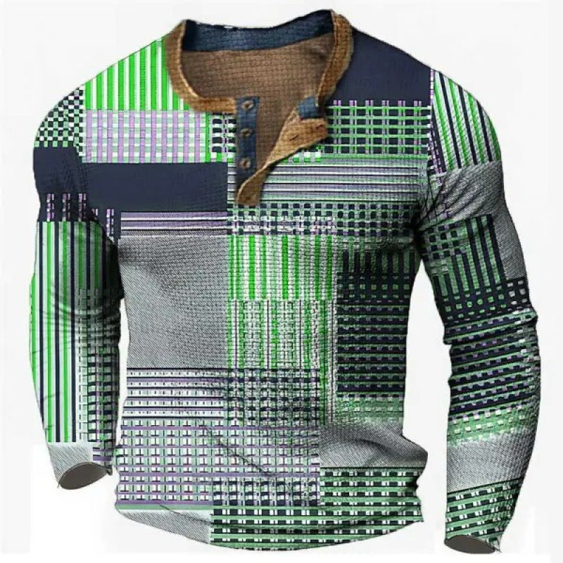 Herren Sportliches Langarmshirt mit Knopfleiste Drune