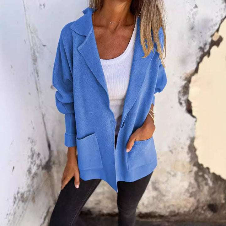 Damen Lässiger Oversize-Blazer mit praktischen Taschen und Knopfverschluss Drune