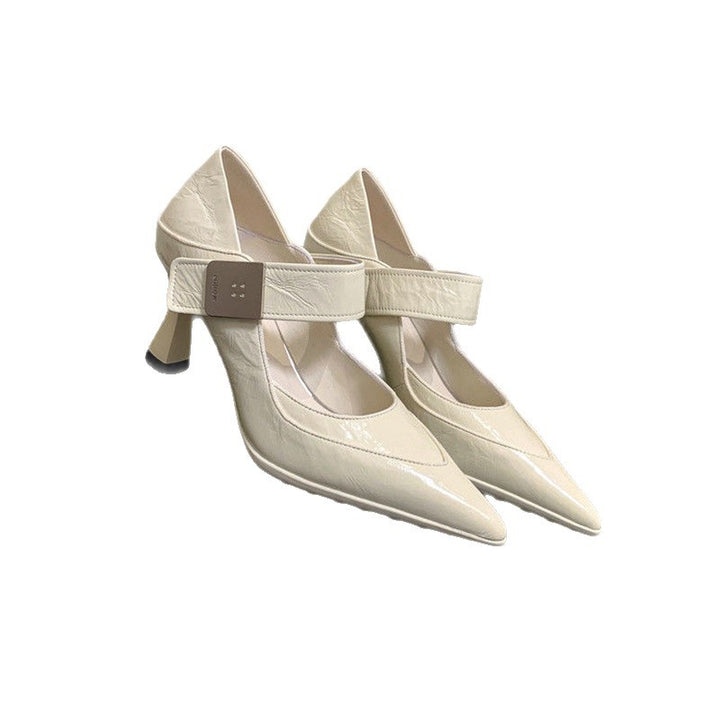 Damen Spitz zulaufende Mary-Jane‑Pumps mit breitem Riemen und geformtem Kitten‑Absatz Drune