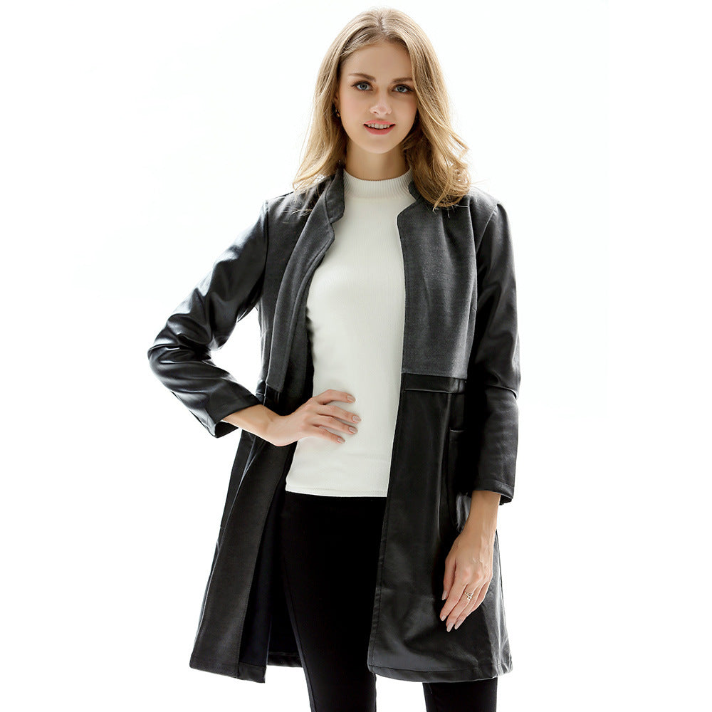 Damen Elegante und leicht taillierte Kunstlederjacke Drune