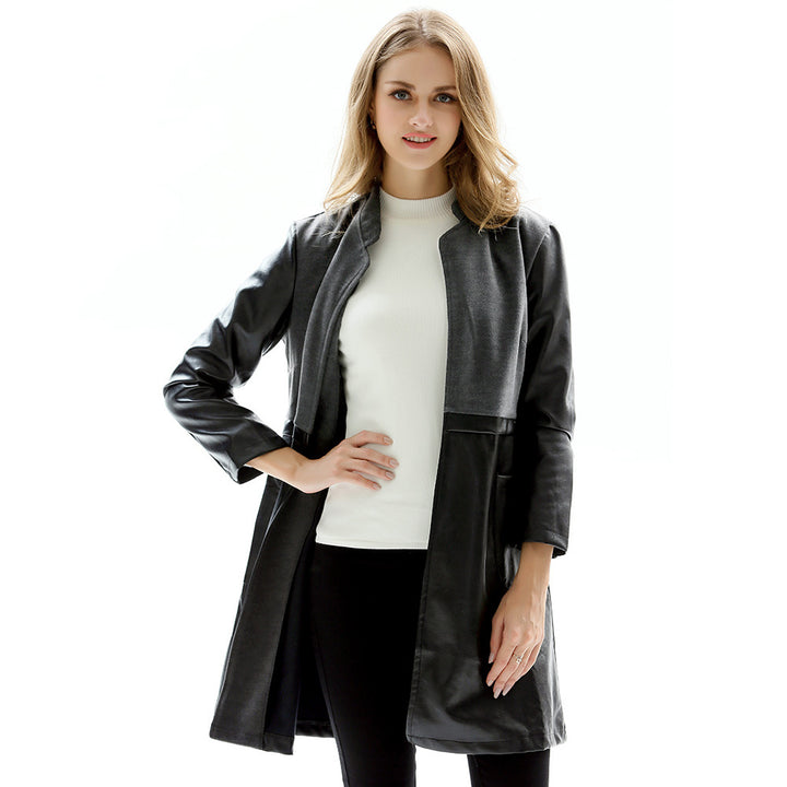 Damen Elegante und leicht taillierte Kunstlederjacke Drune