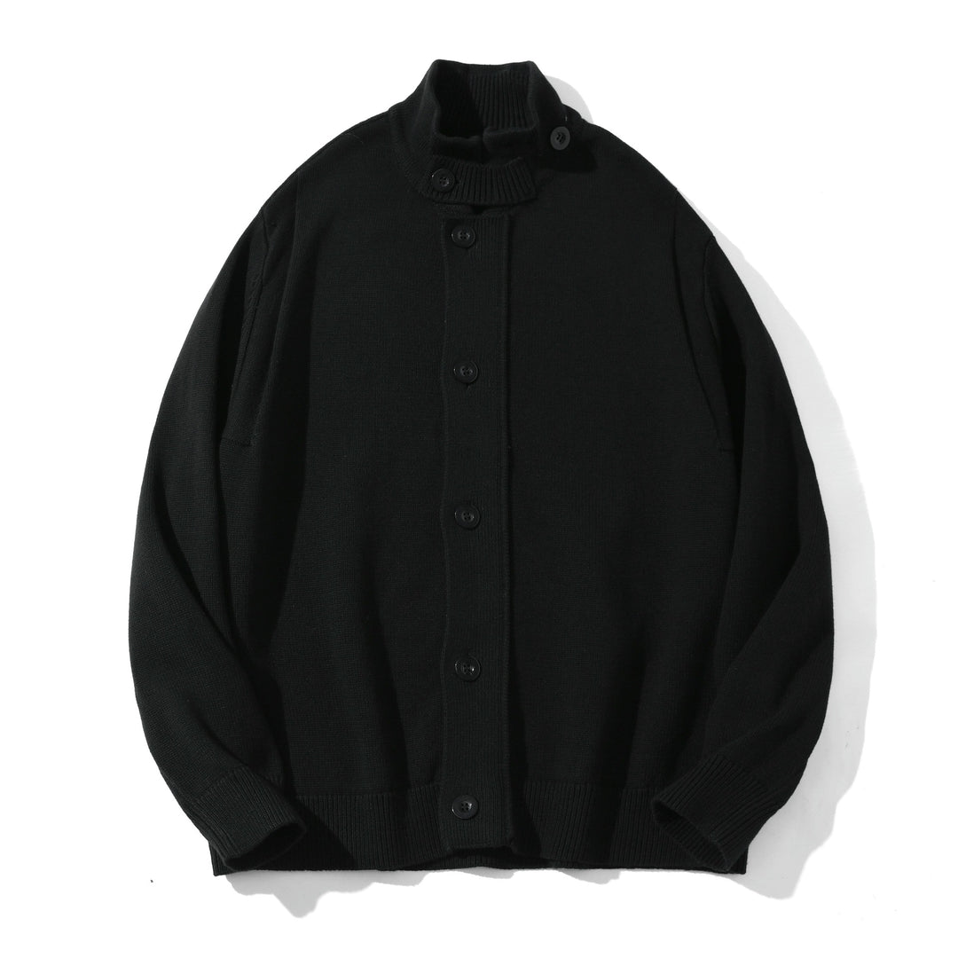 Herren Strick-Cardigan mit hochgeschlossenem Kragen und durchgehender Knopfleiste Drune