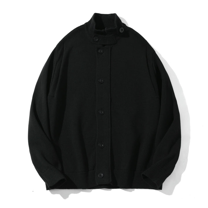 Herren Strick-Cardigan mit hochgeschlossenem Kragen und durchgehender Knopfleiste Drune