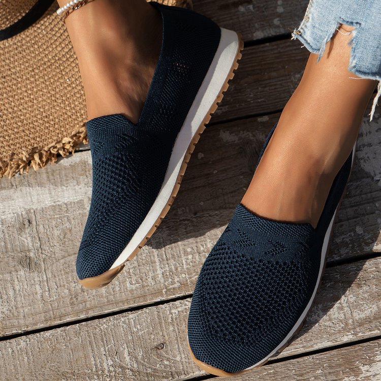 Damen Slip-On Sneakers mit atmungsaktivem Mesh-Obermaterial und rutschfester Sohle Drune