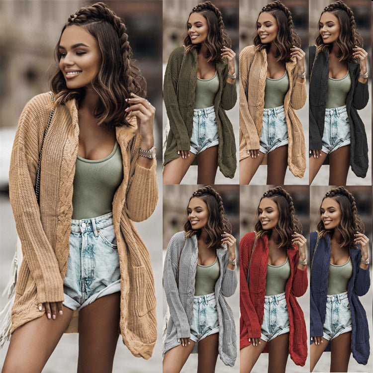 Damen Strickcardigan mit modernem Zopfdesign und offenen Taschen Drune