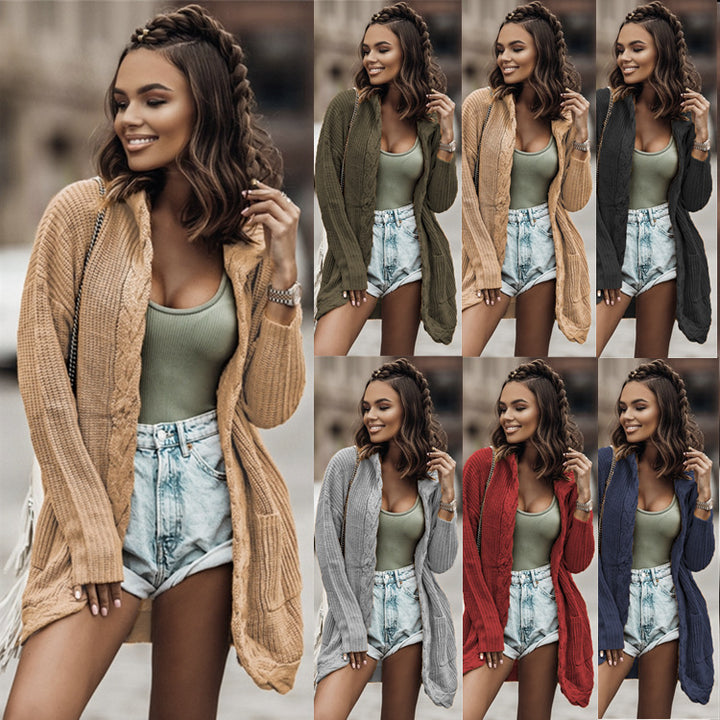 Damen Strickcardigan mit modernem Zopfdesign und offenen Taschen Drune