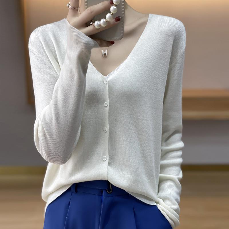 Damen Leichter V‑Ausschnitt‑Cardigan mit kastiger Silhouette und Kaschmir‑Optik Drune