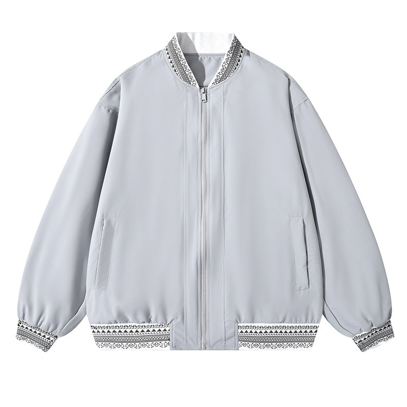 Damen Oversize Bomberjacke mit folklorischen Stickborden Drune