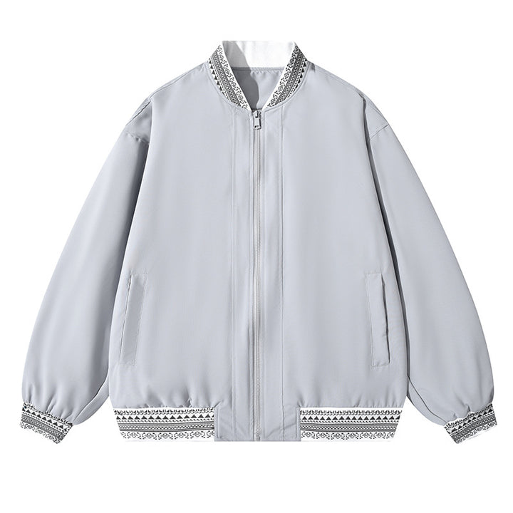 Damen Oversize Bomberjacke mit folklorischen Stickborden Drune