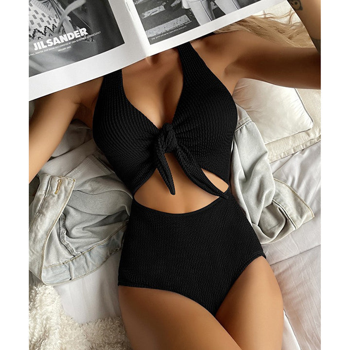 Damen Einteiliger Badeanzug mit raffiniertem Cut-Out und Knotendetail Drune