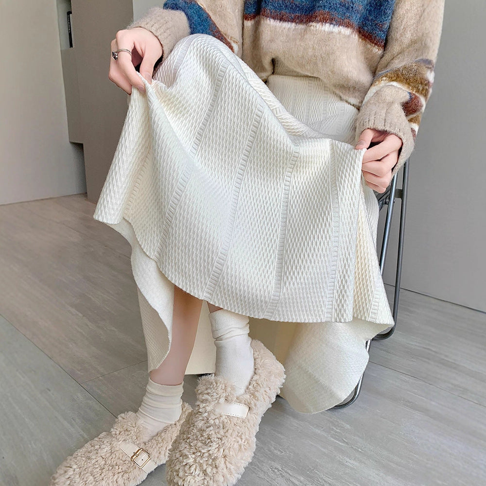 Damen Weit geschnittener Strickrock Drune