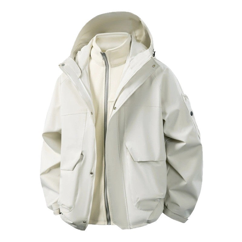 Herren Wasserabweisende Doppeljacke mit abnehmbarer Fleece‑Innenjacke und Kapuze Drune