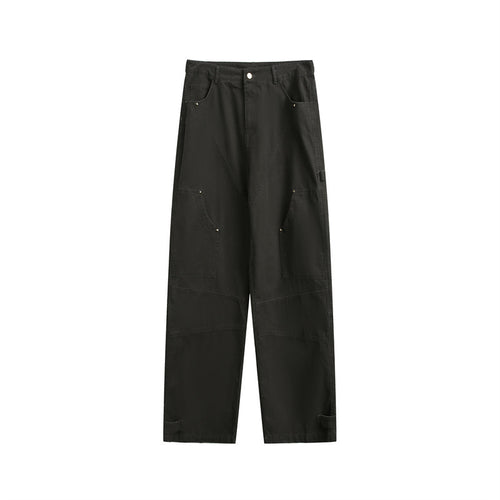 Damen Weite High‑Waist Cargo‑Hose mit Multifunktionstaschen und verstellbarem Saum Drune