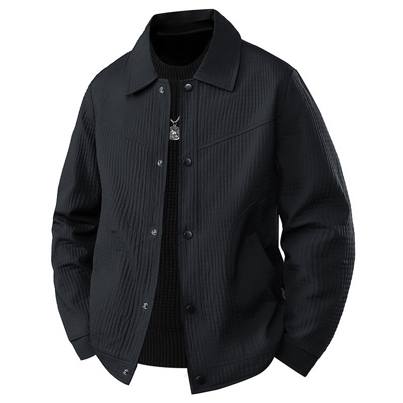 Herren Leichte Übergangsjacke im Worker-Stil mit mikrostrukturierter Twill-Optik und Druckknopfleiste Drune
