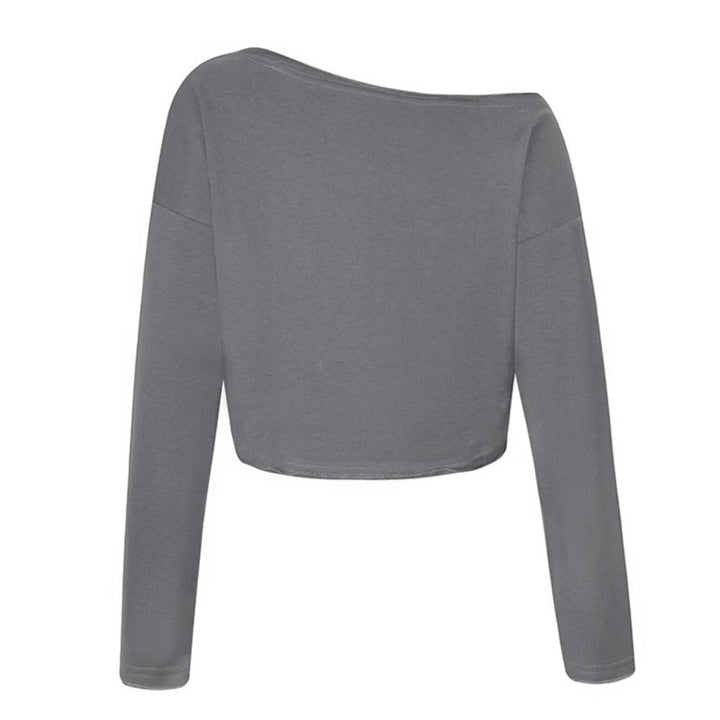 Damen Cropped Langarmshirt mit weitem Boot-Ausschnitt und dropped-shoulder Drune