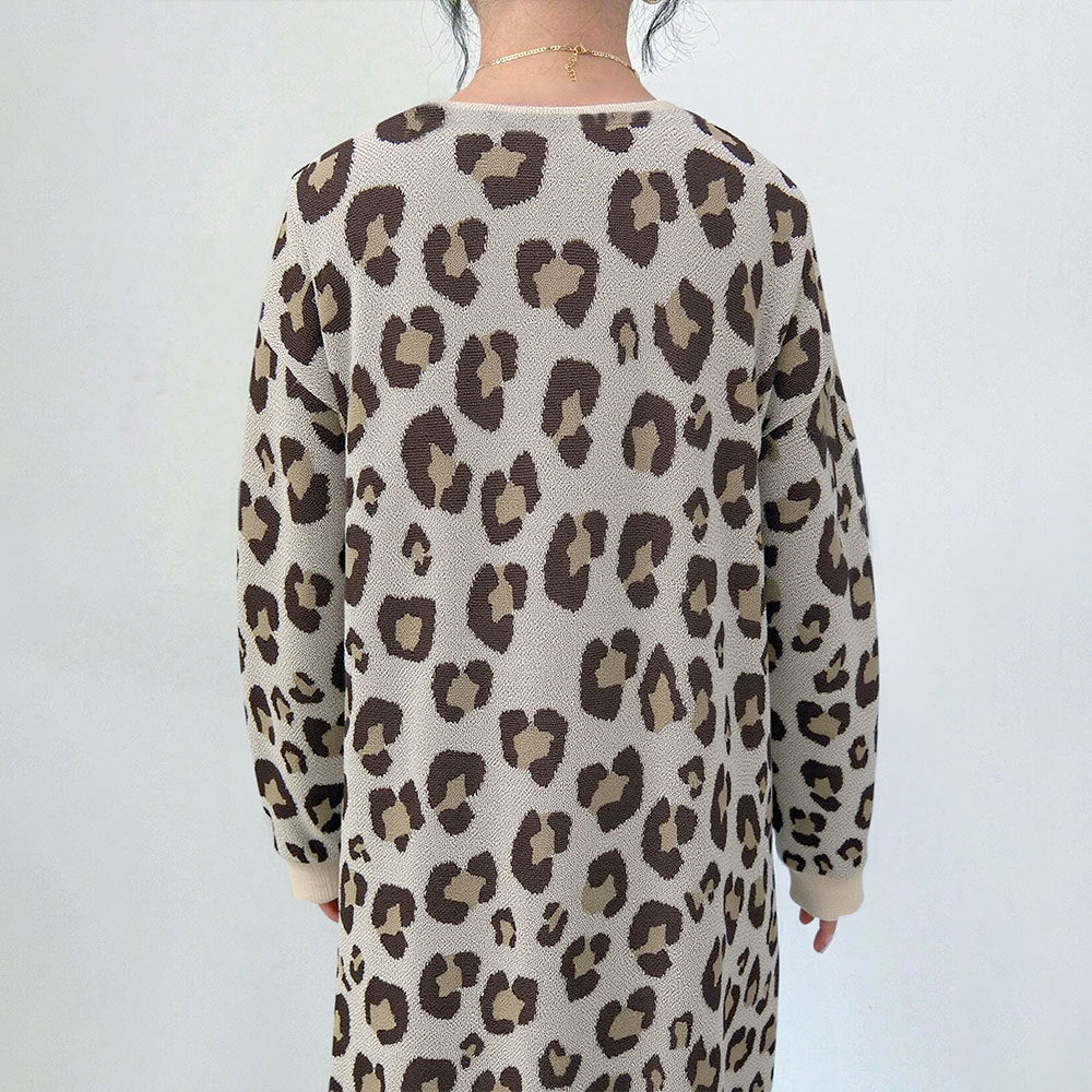 Damen Cardigan mit Leopardenmuster und praktischem Taschen Drune