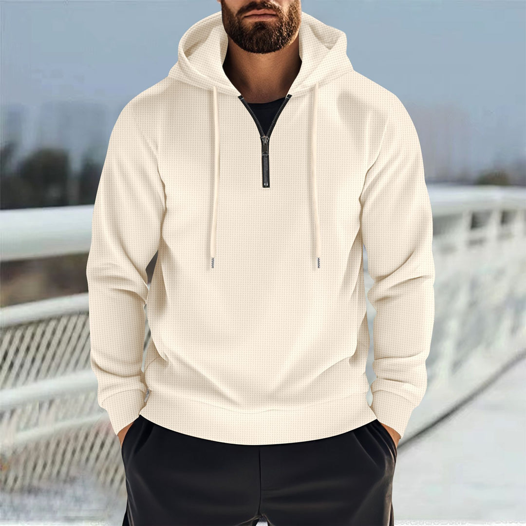 Herren Sportlicher Kapuzenpullover mit kurzem Reißverschluss und atmungsaktiven Einsätzen Drune