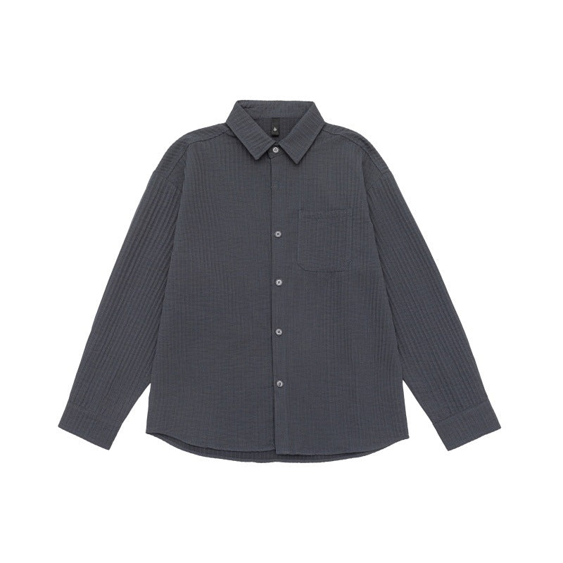 Unisex Texturierte Oversize-Hemdjacke mit Waffelstruktur und Brusttasche Drune