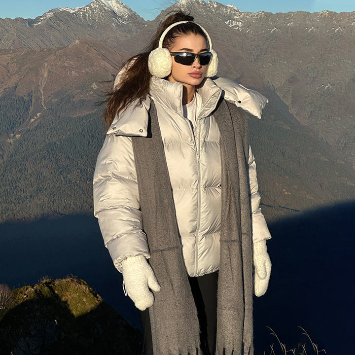 Damen Modische Steppjacke mit hochschließendem Kragen und voluminösen Ärmeln Drune