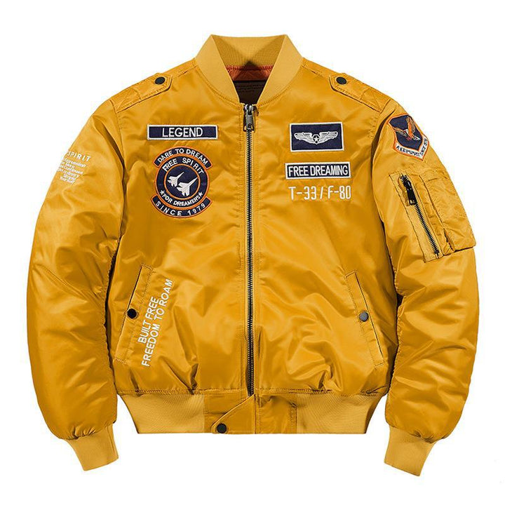 Herren Aviator-Bomberjacke im Military-Look mit gestepptem Thermofutter und Schulterpatches Drune