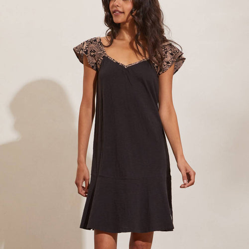 Damen Sommerliches Kleid mit Spitzen-Ärmeldetails Drune