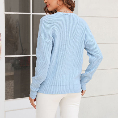 Drune | Schlichter Einfarbiger Strickpullover Mit Rundhals