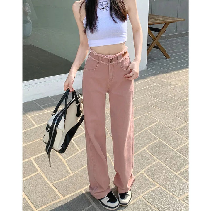 Damen Weit geschnittene High-Waist Hose Drune