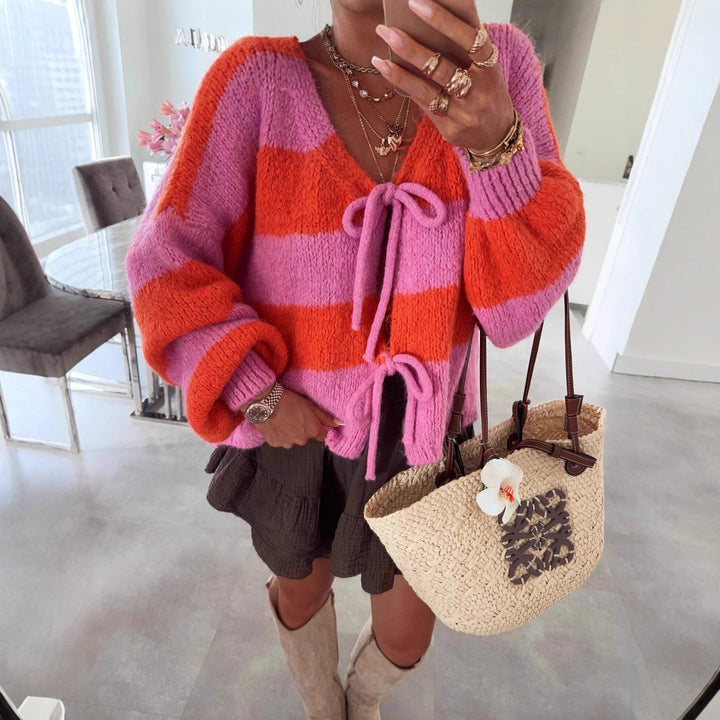 Damen kuschelige Strickjacke mit Knopfdetails und offenem Schnitt Drune