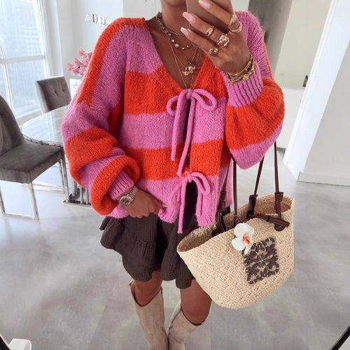 Damen kuschelige Strickjacke mit Knopfdetails und offenem Schnitt Drune