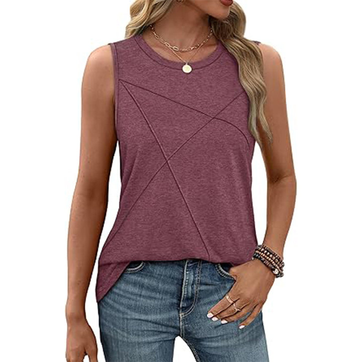 Damen ärmelloses T-Shirt mit modernem geometrischen Design Drune