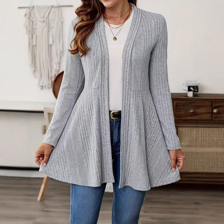 Damen Lange Strickjacke mit schwingendem Saum Drune