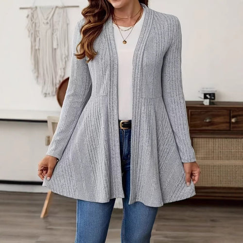 Damen Lange Strickjacke mit schwingendem Saum Drune
