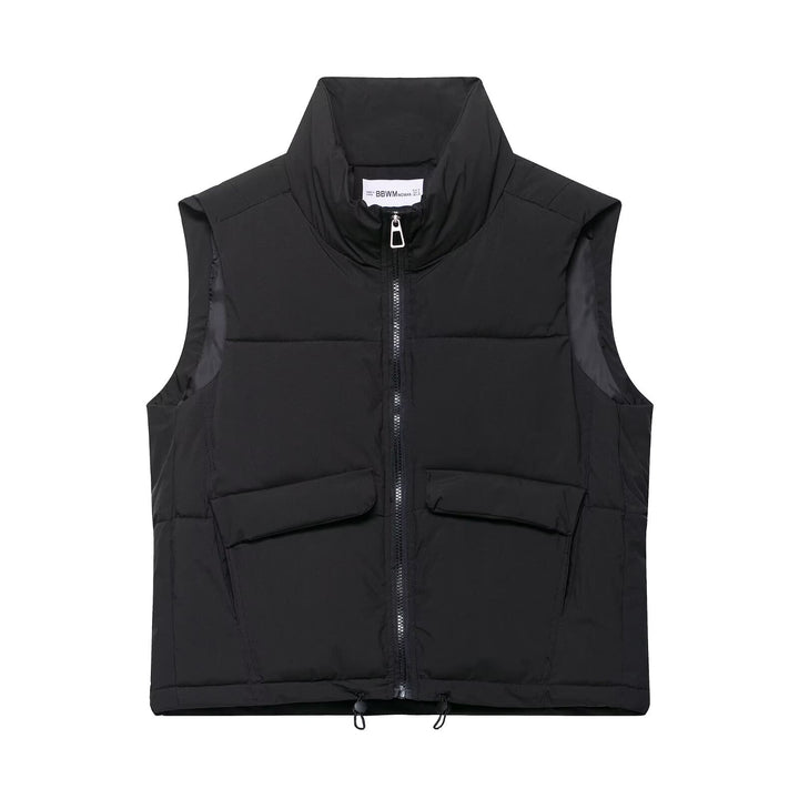 Damen stylische Steppweste mit hochgeschlossenem Kragen und praktischen Taschen Drune