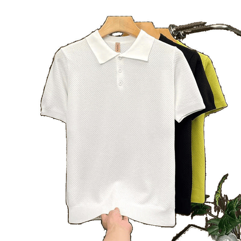Herren Modisches Kurzarm-Polohemd mit Struktur Drune