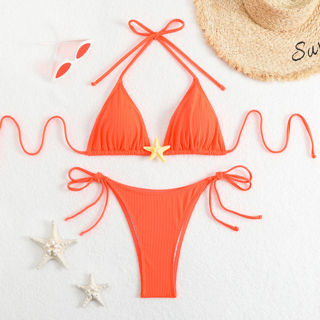 Damen Triangel-Bikini mit raffinierten Rüschen und verspielten Akzenten Drune