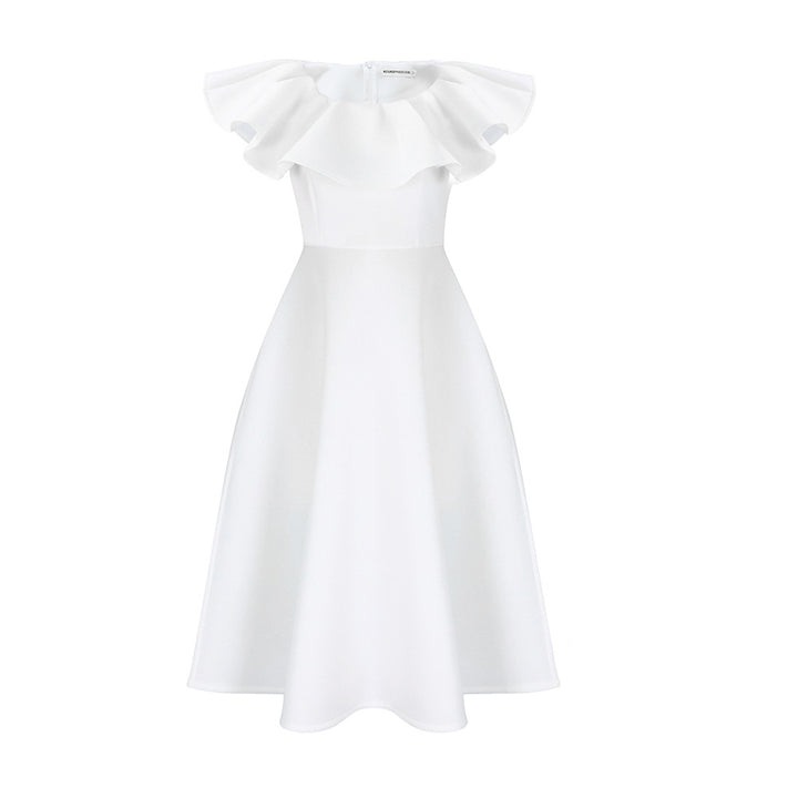 Damen Midikleid mit elegantem Volant und tailliertem Schnitt Drune