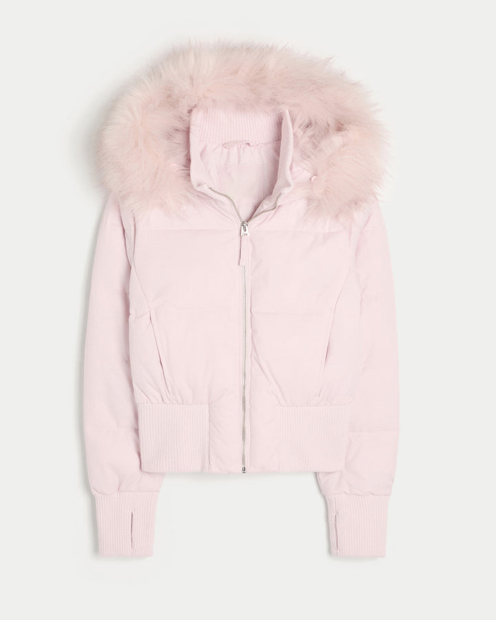 Damen Gestepptes Winterjacke mit abnehmbarer Kapuze und elastischen Bündchen Drune