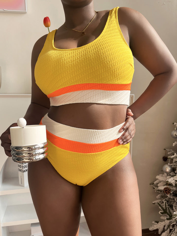 Damen Hochwertiger Sport-Bikini mit trendigen Farbblöcken Drune