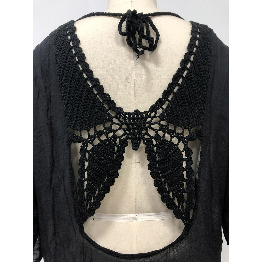 Damen lässiges Strandkleid mit V-Ausschnitt und Rüschensäumen Drune