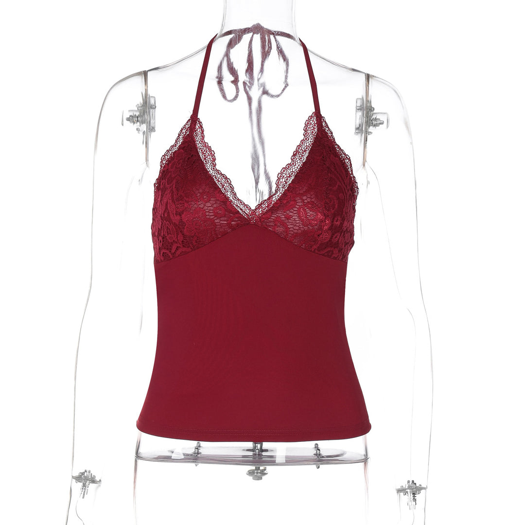 Damen Spitzen-Haltertop mit eleganten Raffungselementen Drune
