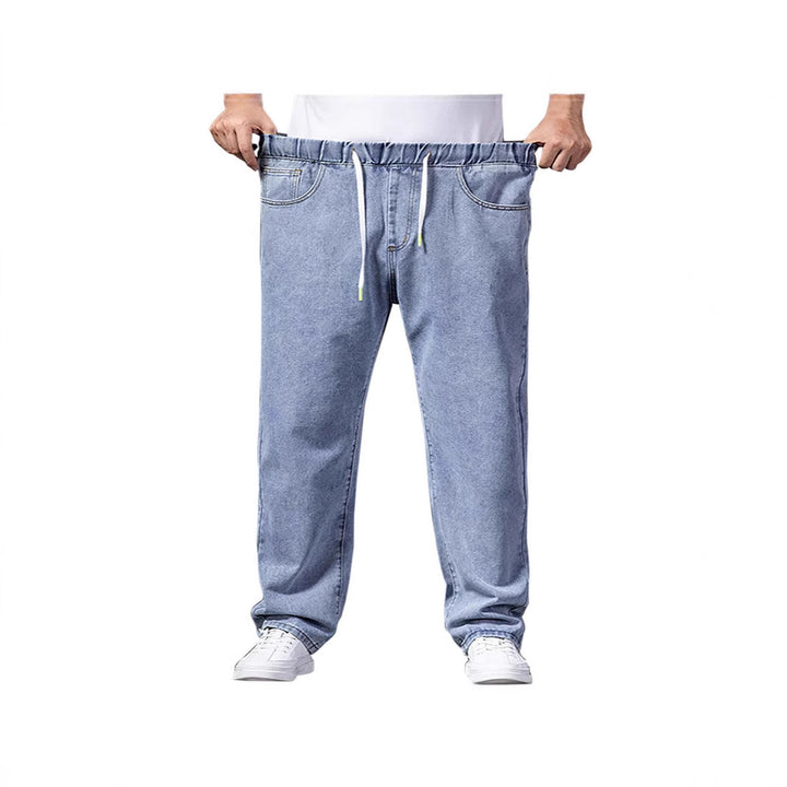 Herren nan weitenverstellbare Denim Jogginghose mit elastischem Bund und Kordelzug Drune