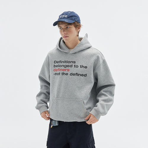 Unisex Oversize-Kapuzenpullover aus Baumwollmix mit Kängurutasche und Statement-Print Drune