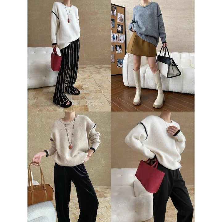 Damen eleganter Pullover mit strukturiertem Schnitt und moderner Akzent Drune