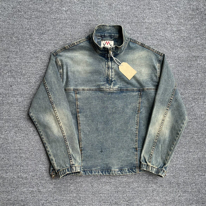 Herren Modische Jeansjacke mit Stehkragen Drune