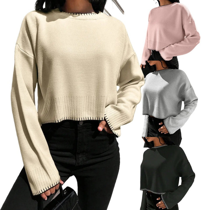 Damen Modischer Pullover mit asymmetrischen Kanten und strukturiertem Design Drune