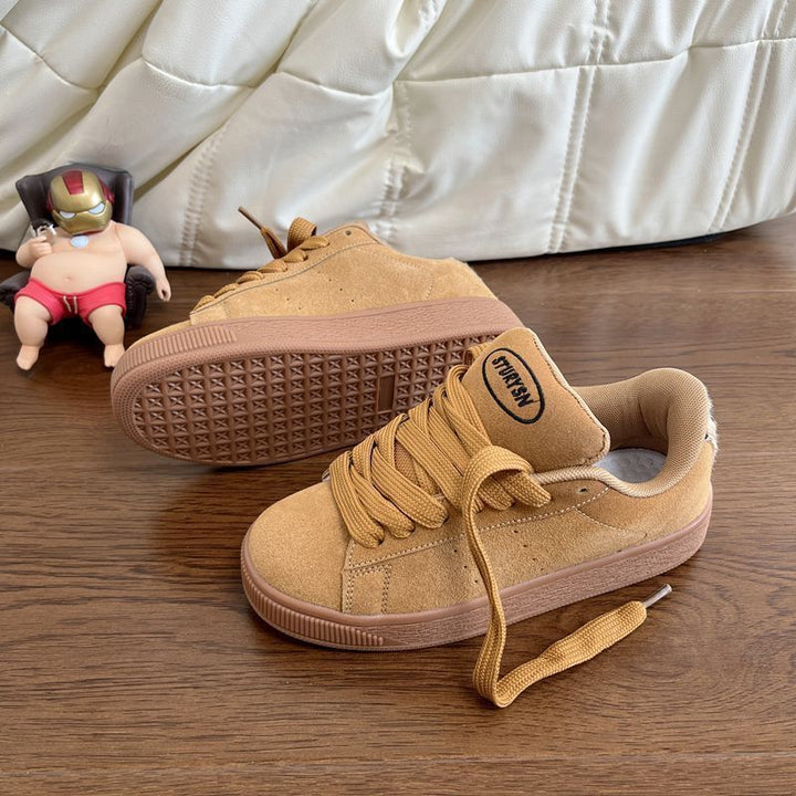 Damen Sportliche Sneakers mit weicher Veloursoberfläche und strapazierfähiger Gummisohle Drune