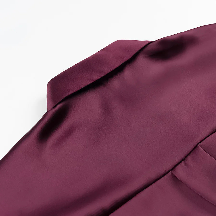 Damen nan fließende Satin-Hemdbluse mit dekorativen Zierknöpfen und geradem Schnitt Drune